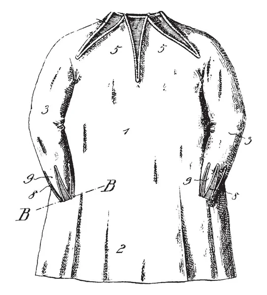 Textilhemd Für Den Oberkörper Vintage Linienzeichnung Oder Gravur Illustration — Stockvektor