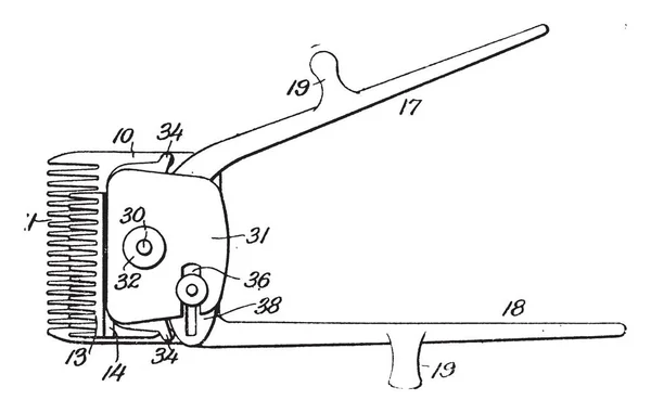 この図は バリカン頭毛髪 ビンテージの線描画や彫刻イラストをカットするために使用 — ストックベクタ