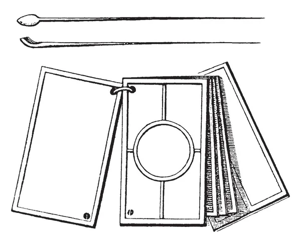 Tabletas Escritura Cuaderno Tableta Gráficos Almohadilla Escritura Dibujo Línea Vintage — Vector de stock