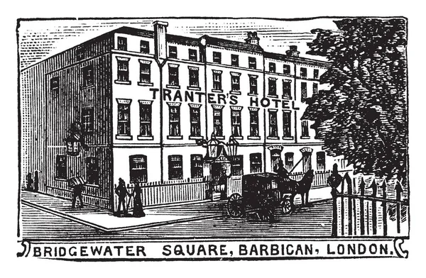 Detta Den Tranters Hotell Som Ligger London Vintage Linje Ritning — Stock vektor
