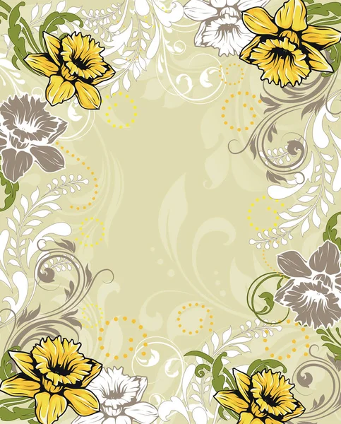 Vintage Invitation Card Ornate Elegant Retro Abstract Floral Design Yellow — Stock Vector