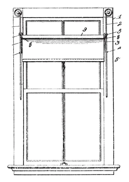 Регулятор Відтінку Вікна Виготовляється Решітками Тканини Горизонтальних Ковзних Стулках Кожухах — стоковий вектор