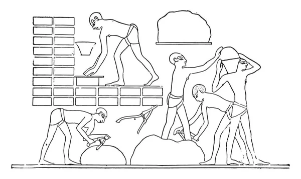 Виготовлення Цегли Вінтажні Гравіровані Ілюстрації — стоковий вектор
