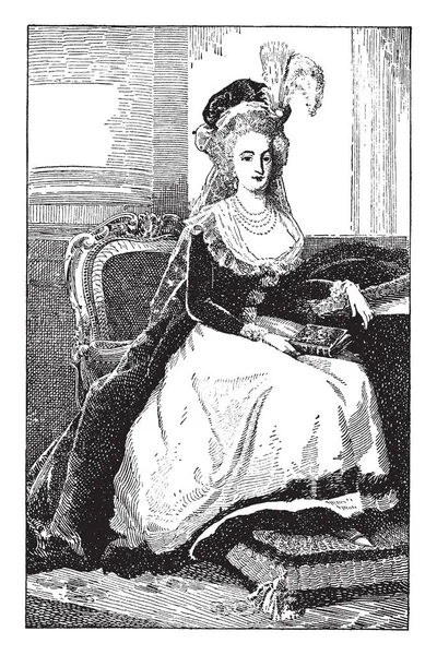 玛丽安托瓦内特 1755 1793 她是法国的女王从1774年到1791和法语女王从1791年到 1792 复古线绘画或雕刻例证 — 图库矢量图片