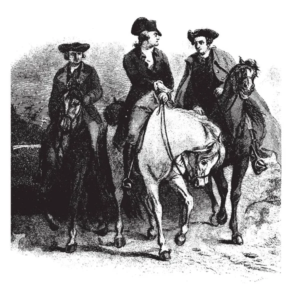 Sieht Aus Als Würden Drei Führer Auf Den Pferden Reiten — Stockvektor