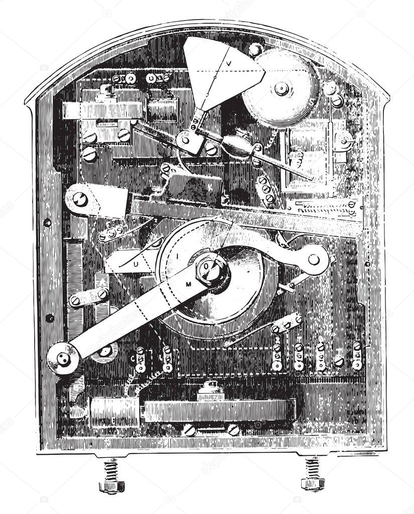 Section of the semaphore box, vintage engraved illustration. Industrial encyclopedia E.-O. Lami - 1875