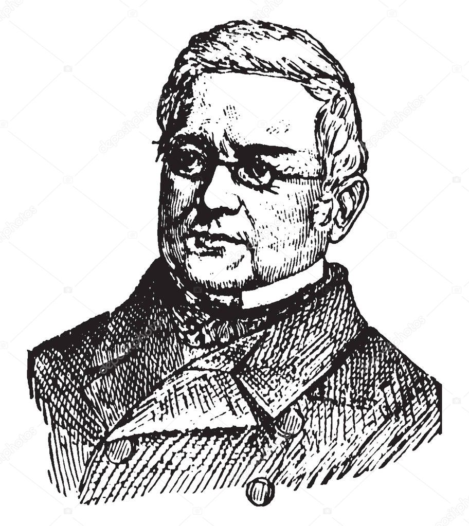 Louis Adolphe Thiers, 1797-1877, he was a French statesman, historian, president and prime minister of France, vintage line drawing or engraving illustration