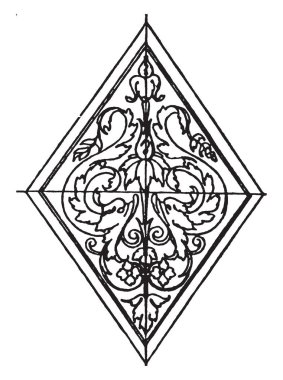 Modern pastil rhombus şekil tasarım, vintage çizgi çizme veya oyma illüstrasyon paneldir.