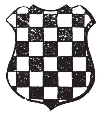 Checky metal ve kürk, vintage çizgi çizme veya illüstrasyon oyma diğer kareler ile kaplı alan vardır.