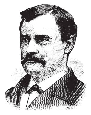 Frank Hatton, 1846-1894, o bir Amerikan politikacı, gazeteci ve Amerika Birleşik Devletleri posta müdürü, vintage çizgi çizme veya oyma illüstrasyon yapıldı.