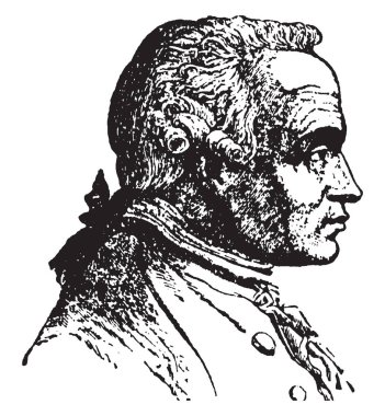 Immanuel Kant, 1724-1804, o modern felsefe, vintage çizgi çizme veya oyma illüstrasyon merkezi figür olan bir Alman düşünürü