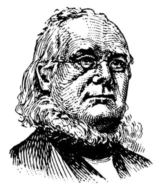 Horace Greeley, 1811-1872, o Kongre üyesi New York, kurucusu ve New York Tribune editörü ve New York, vintage çizgi çizme veya oyma illüstrasyon ABD evi temsilcisi oldu