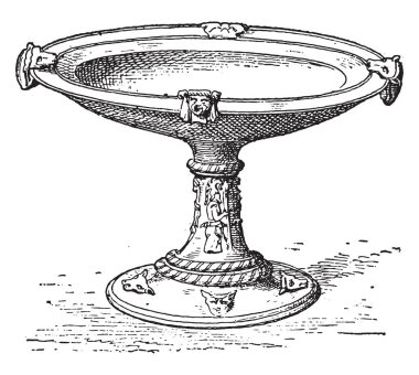 Etrüsk Kupası, vintage illüstrasyon kazınmış.