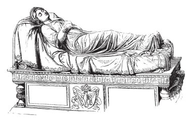 Mezar Kraliçe Louise heykel Rauch, vintage çizgi çizme veya oyma illüstrasyon tarafından yapılmıştır.