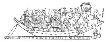 Merhumun mobilya bir cenaze teknede vintage illüstrasyon kazınmış.