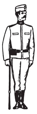 Avusturya tam Tekdüzen, vintage çizgi çizme giyen veya illüstrasyon oyma asker.