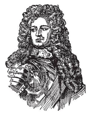 John Churchill, 1650-1722, bir İngiliz askeri ve devlet adamı ve Duke of Marlborough, vintage çizgi çizme veya oyma illüstrasyon biriydi