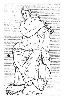 Euterpe bu resimde bir flüt ile gösterilir. Euterpe müzik, şarkı ve dans, klasik çizgi çizme veya oyma illüstrasyon Yunan tanrıçaları bilinir.