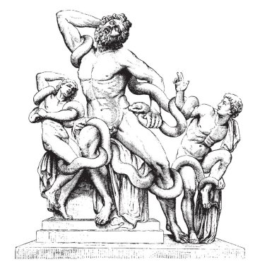 Laocoon Agesander, vintage çizgi çizme veya oyma illüstrasyon tarafından yapılmıştır.