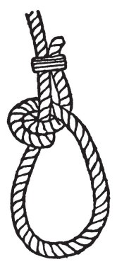 Asteğmen Hitch ayarlanabilir bir döngü sonunda bir ip, vintage çizgi çizme veya oyma illüstrasyon oluşturur..