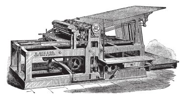 Bu resimde tek küçük silindir basın, vintage çizgi çizme veya oyma illüstrasyon nasıl giderilir temsil eder..