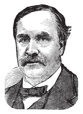 Jeremiah M. Rusk, 1830-1893, o bir ABD temsilcisi, Wisconsin Eyaleti'nde 1882 dan 1889 için Valisi ve Birleşik Devletler Tarım Bakanı, vintage çizgi çizme veya oyma illüstrasyon yapıldı.