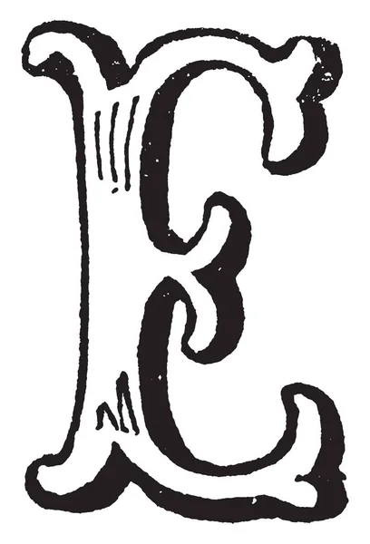 Una Letra Mayúscula Decorativa Dibujo Línea Vintage Ilustración Grabado — Vector de stock