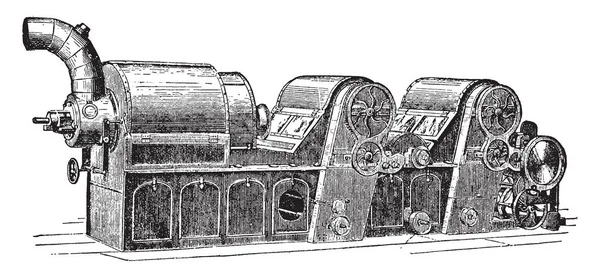 Deze Afbeelding Vertegenwoordigt Katoen Opener Die 19E Eeuw Open Katoen — Stockvector