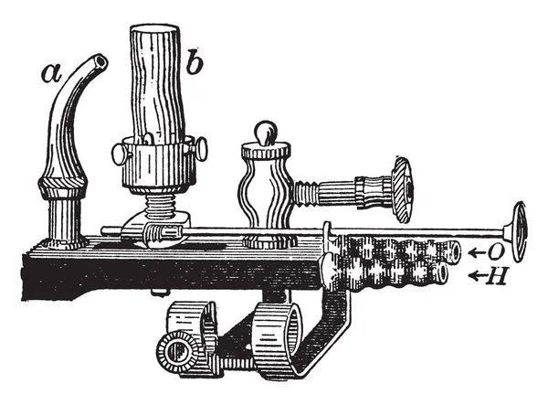 Burner Tip Oxy Hydrogen Flame Vintage Line Drawing Engraving Illustration — Stock Vector