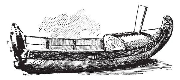 Laponia Pulk Pequeño Bote Forma Canoa Hecho Materiales Ligeros Cubierto — Archivo Imágenes Vectoriales