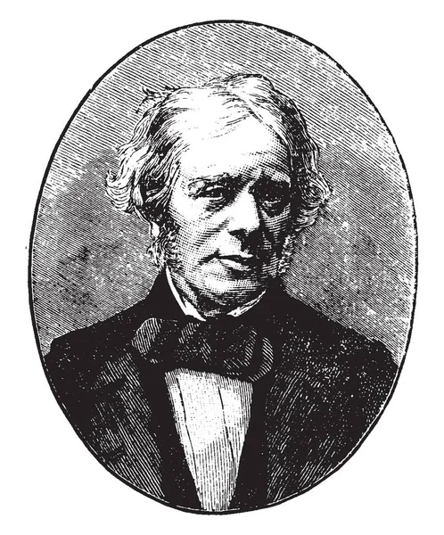 마이클 패러데이 1791 1867 전자기학과 빈티지 그림의 연구에 공헌한 과학자는 — 스톡 벡터