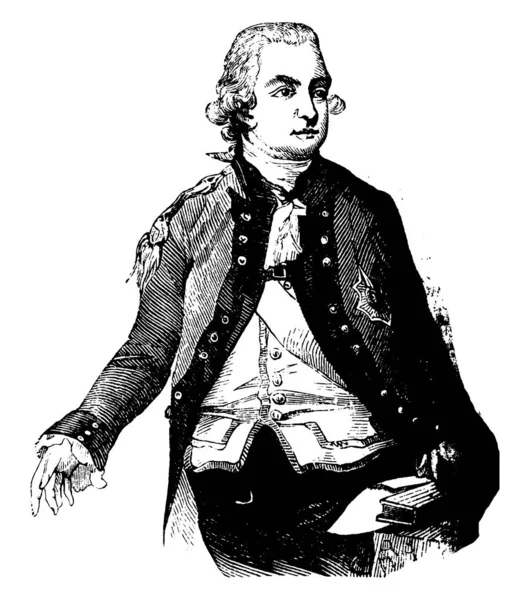 卿ヘンリー クリントン 1730 1795 彼はイギリスの軍人 政治家 彫刻イラストやビンテージの線の描画独立のアメリカ戦争の間に一般に 彼のサービスの有名な北アメリカのイギリスの最高司令官 — ストックベクタ