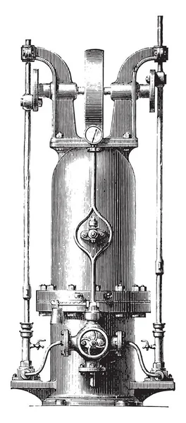 Basınç Akümülatör Vintage Illüstrasyon Kazınmış Endüstriyel Ansiklopedi Lami 1875 — Stok Vektör