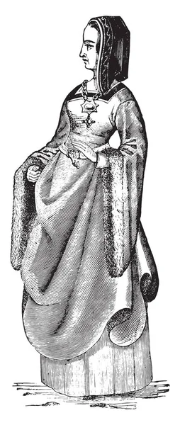 Lady Condition Louis Xii Costume Affaires Illustration Gravée Vintage Encyclopédie — Image vectorielle