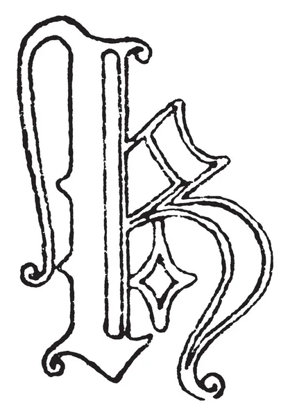 Old English Letter Vintage Line Drawing Engraving Illustration — Stock Vector