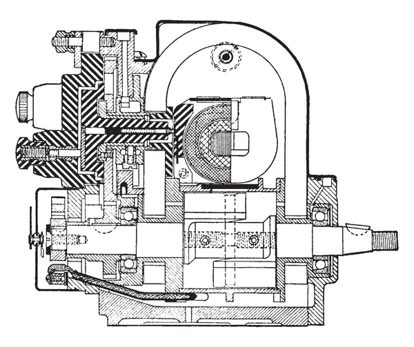 Distributore Splitdorf Cui Membro Fisso Del Distributore Splitdorf Cilindri Disegno — Vettoriale Stock