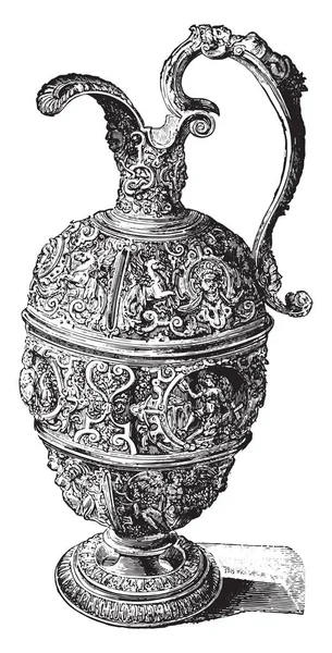 Ewer Étain Illustration Gravée Vintage Encyclopédie Industrielle Lami 1875 — Image vectorielle