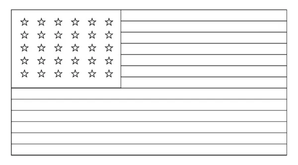 スター アメリカ合衆国国旗 1848 この白い色のフラグは 上部左隅とフラグ ビンテージの線画の内側に水平の黒い線やイラストを彫刻 — ストックベクタ