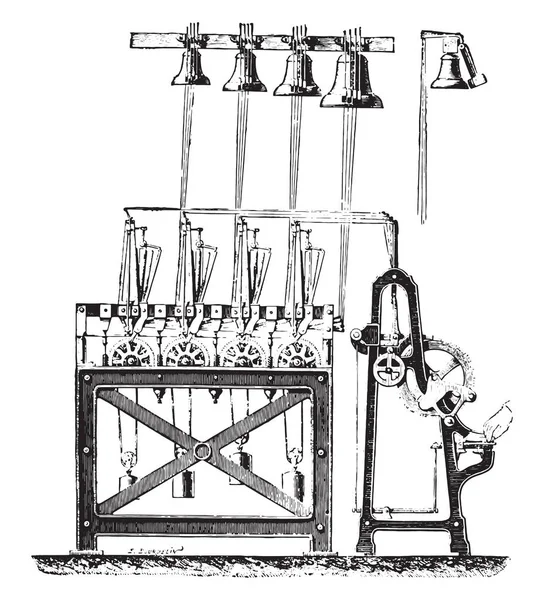 Système Final Tour Carillon Saint Germain Auxerrois Illustration Gravée Vintage — Image vectorielle