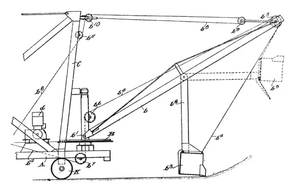 Esta Ilustración Representa Máquina Que Utiliza Para Excavar Dibujo Línea — Vector de stock