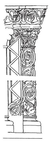 Pier Intagliato Chiesa Jak Ungheria Storia Dell Ornamento Molo Artigianale — Vettoriale Stock