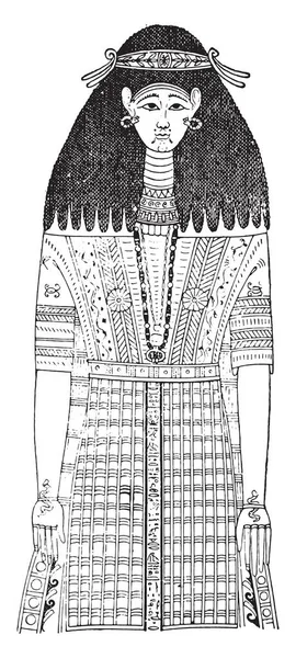 エジプトの衣服 塗装後ミイラ ヴィンテージ刻まれた図 — ストックベクタ