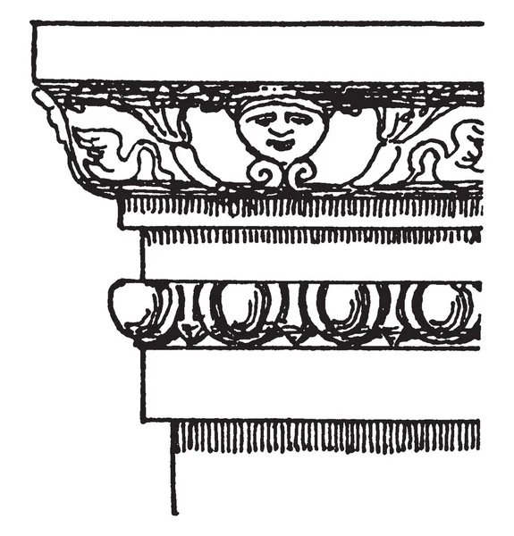 Pompeiian 家具件 传统石膏和木材设计 复古线条画或雕刻插图 — 图库矢量图片