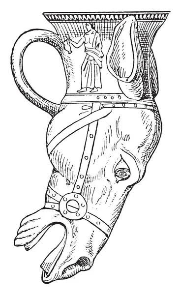 Ритонская Лошадиная Голова Винтажная Инкрустация — стоковый вектор