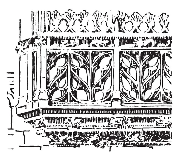 Balustrade Fabyant Balustrade Chateau Felselyn Галерея Gothic Ornament Clipart Винтажный — стоковый вектор