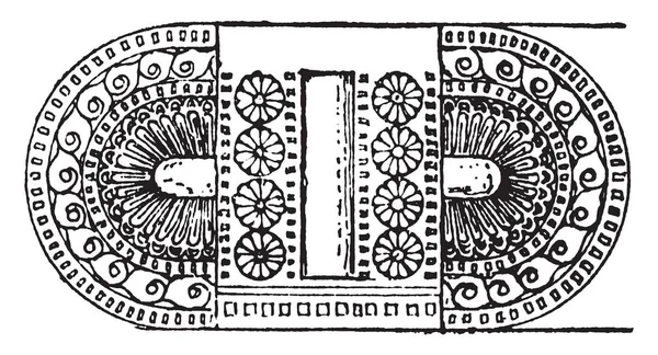 Mycenaean Ornament Est Motif Frise Dessin Ligne Vintage Illustration Gravure — Image vectorielle