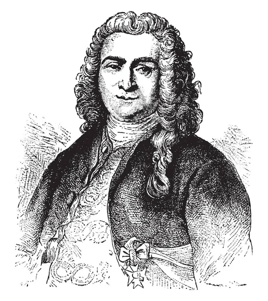 Bourdonnais 1699 1753 Byl Francouzský Námořní Důstojník Správce Vintage Kreslení — Stockový vektor