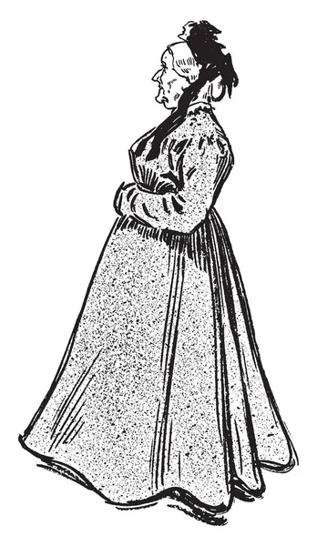 Une Vieille Femme Dessin Ligne Vintage Illustration Gravure — Image vectorielle