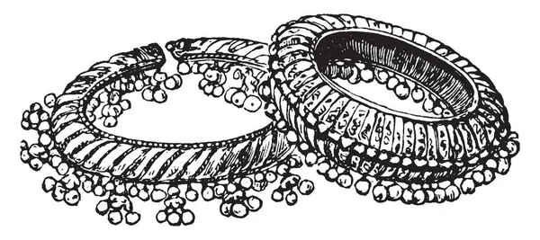 Anillo Brazaletes Usado Los Brazos Tobillos India África Dibujo Línea — Archivo Imágenes Vectoriales