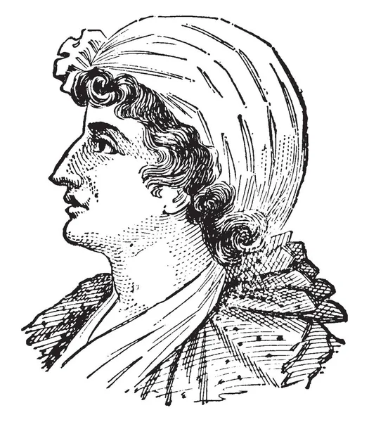 女性キリスト教ヘンリエッタ キャロライン アクランド 1750 1815 彼女は彫刻イラスト ヴィンテージ線画や日記をつける看護師イギリスの貴婦人 — ストックベクタ
